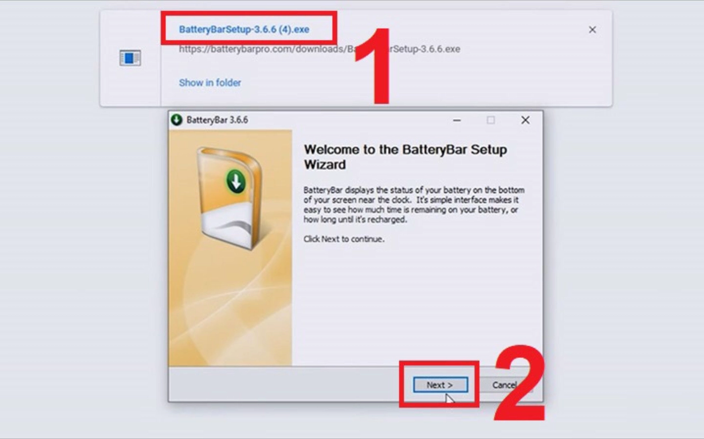 Mở file cài đặt và chọn vào Next
