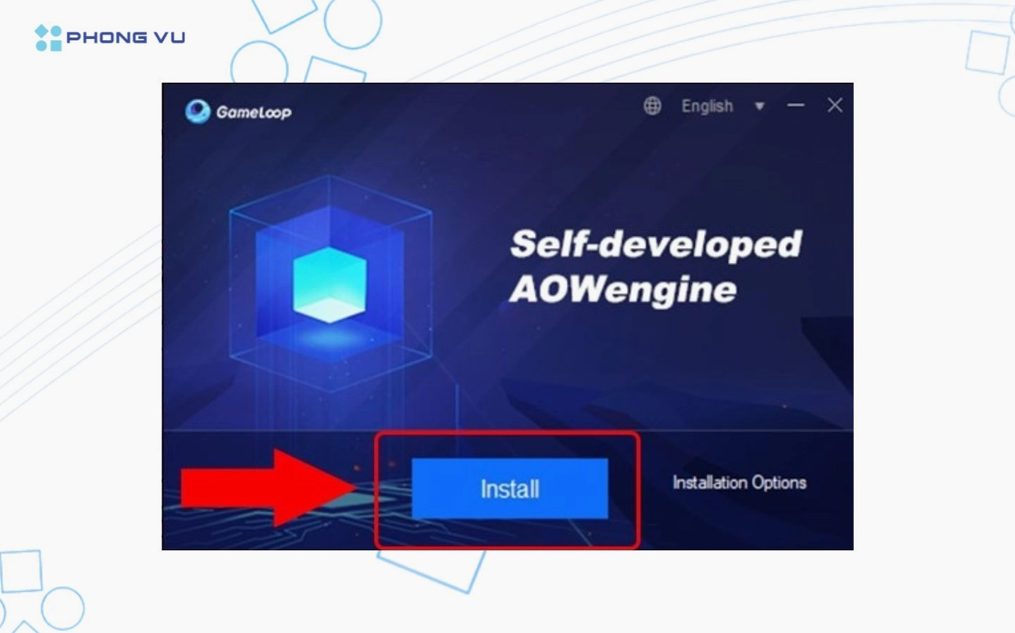 Mở file cài đặt vừa tải và chọn Install để bắt đầu cài đặt Tencent Gaming Buddy