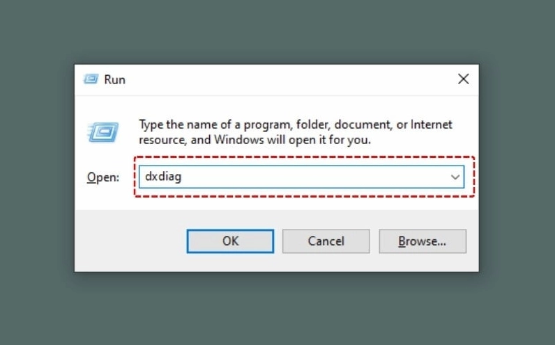 Hướng dẫn chi tiết cách kiểm tra model laptop nhanh chóng và chuẩn xác nhất 9 Mở hộp thoại Run bằng tổ hợp phím Windows R, gõ lệnh dxdiag và nhấn nút OK