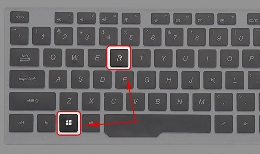 Mở nhanh hộp thoại Run bằng tổ hợp phím Windows và R trên bàn phím laptop