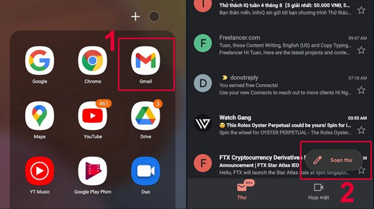 Hướng dẫn chi tiết cách bắn bluetooth từ điện thoại vào laptop nhanh chóng và hiệu quả nhất 2026 34 Mở trình soạn thảo thư điện tử trên di động để tiến hành gửi file đính kèm