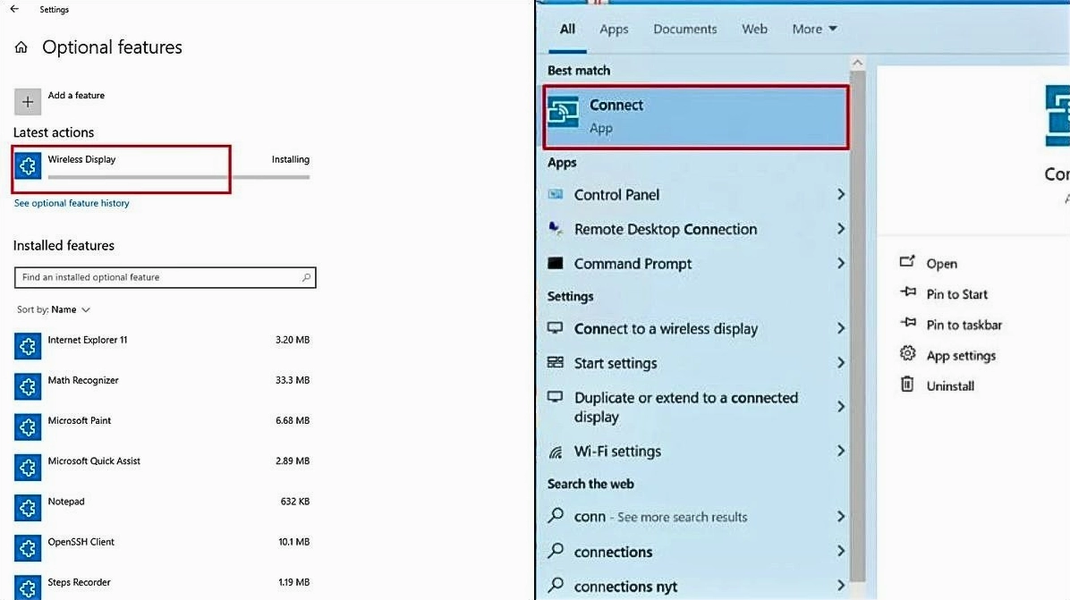 Mở ứng dụng Connect