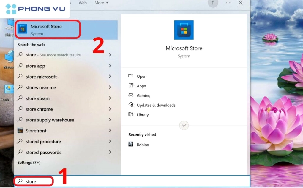 Mở ứng dụng Microsoft Store