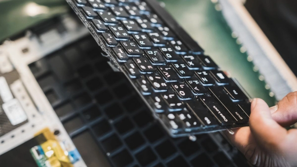 Hướng dẫn chi tiết cách gỡ nút bàn phím laptop an toàn hiệu quả nhất 4 Nhấc bổng cụm bàn phím laptop ra khỏi bệ tì tay của khung máy