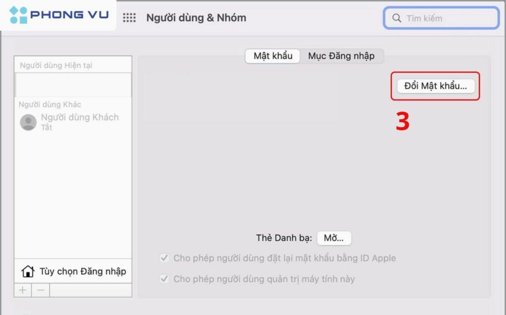 Nhấn Change Password