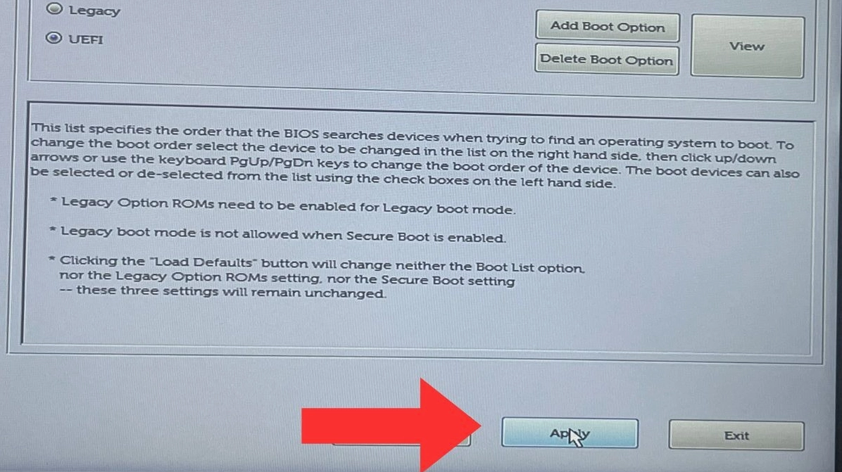 Hướng dẫn chi tiết cách mở nguồn laptop Dell khi gặp sự cố không lên màn hình 10 Nhấn chọn Apply và thoát