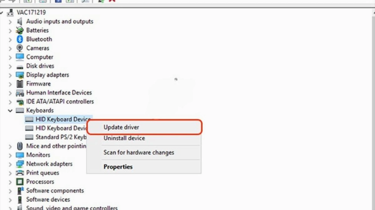 Hướng dẫn chi tiết cách mở nguồn laptop Dell khi gặp sự cố không lên màn hình 19 Nhấn chọn cập nhật driver