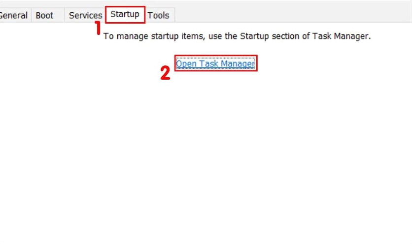 Hướng dẫn chi tiết cách làm cho laptop chạy mượt hơn trên hệ điều hành Windows 7 7 Nhấn chọn Startup, sau đó chọn Open Task Manager