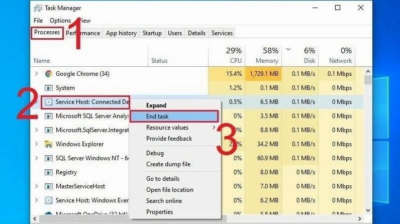 Nhấn chuột phải vào ứng dụng đó và chọn End Task
