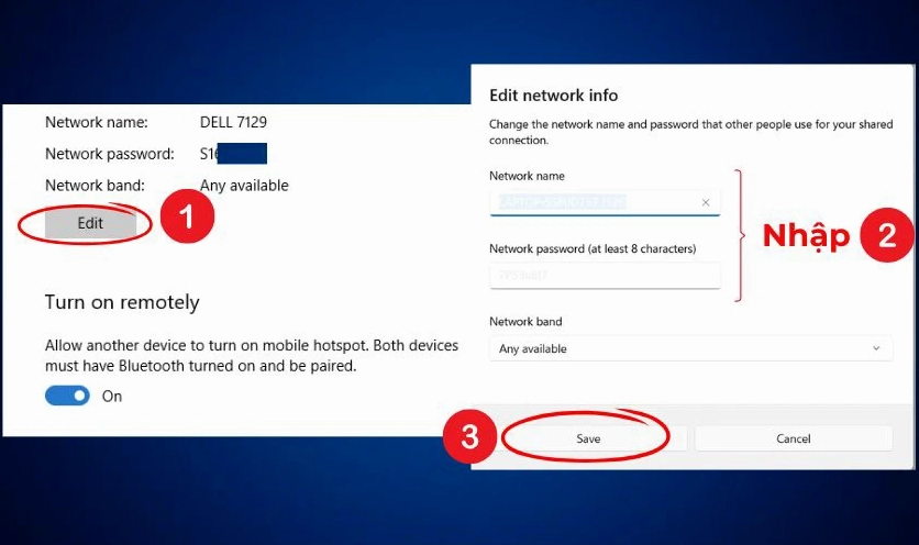 Hướng dẫn chi tiết cách chia sẻ wifi cho laptop nhanh chóng và ổn định 6 Nhấn Edit đặt tên mạng
