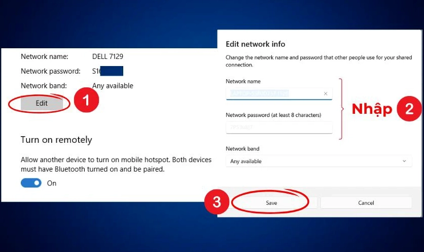 Hướng dẫn chi tiết cách phát wifi từ laptop cực kỳ đơn giản và hiệu quả nhất 9 Nhấn nút Edit để thay đổi tên mạng và mật khẩu