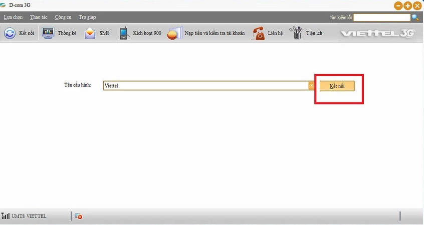 Hướng dẫn chi tiết cách kết nối dcom 3g với laptop nhanh chóng hiệu quả 12 Nhấn nút Kết nối để sử dụng mạng 3G/4G