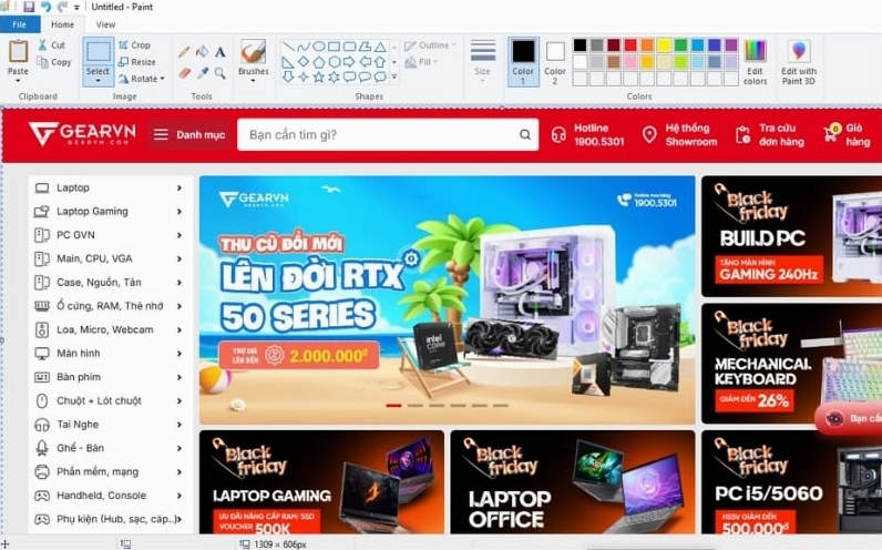 Nhấn tổ hợp phím Ctrl V để dán ảnh chụp màn hình vào