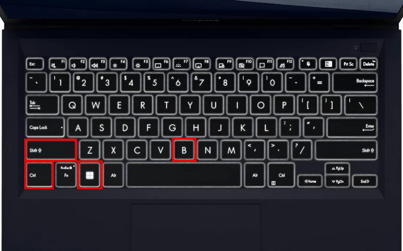Nhấn tổ hợp phím Windows + Ctrl + Shift + B