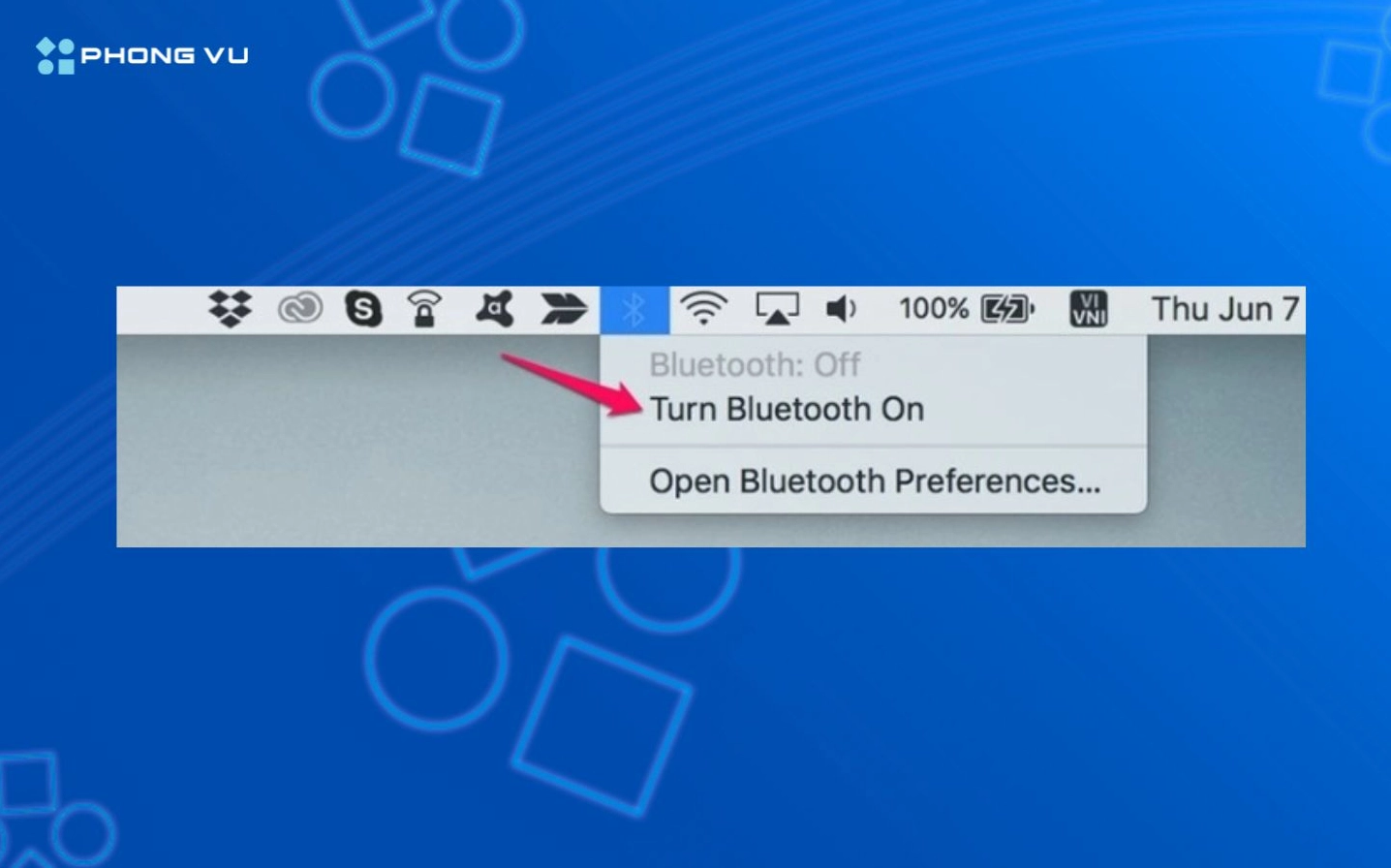 Hướng dẫn chi tiết cách bắt bluetooth cho laptop Windows và macOS 15 Nhấn vào nút turn on để kích hoạt tính năng bluetooth trên máy mac