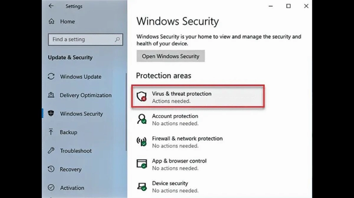 Hướng dẫn chi tiết cách làm giảm lag laptop chạy mượt mà như mới 33 Nhấn vào Virus & threat protection