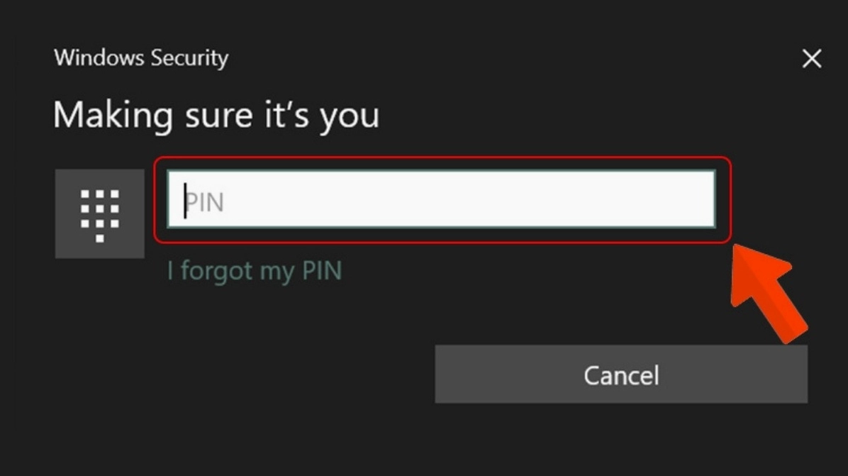 Nhập chính xác mã PIN mà bạn đã thiết lập từ trước đó vào ô trống