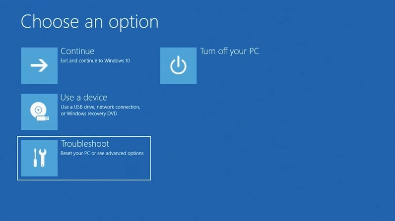 Hướng dẫn chi tiết cách boot laptop HP vào BIOS và Boot Menu nhanh chóng 13 Nhấp chọn mục Troubleshoot trên màn hình tùy chọn khởi động nâng cao