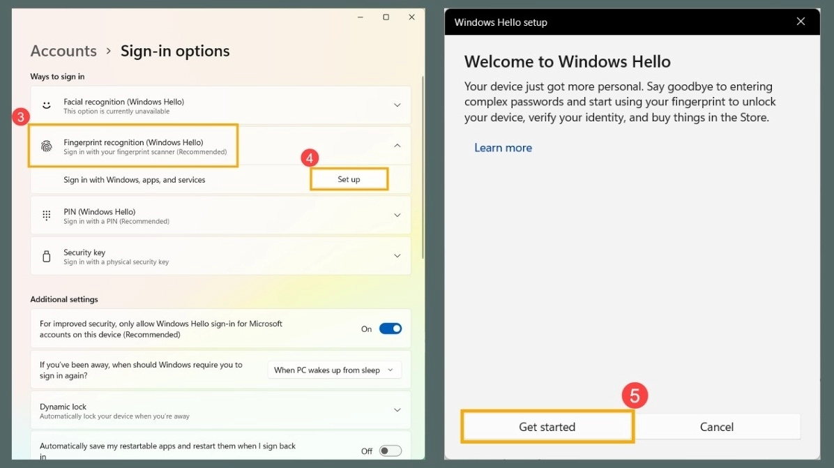 Nhấp chọn nút Set up sau đó bấm tiếp vào Get started để bắt đầu