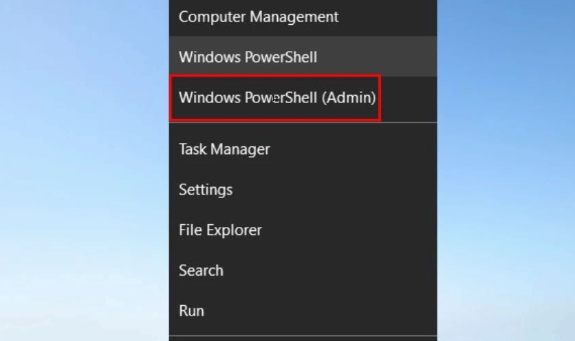 Nhấp chuột phải vào biểu tượng Windows chọn Windows PowerShell