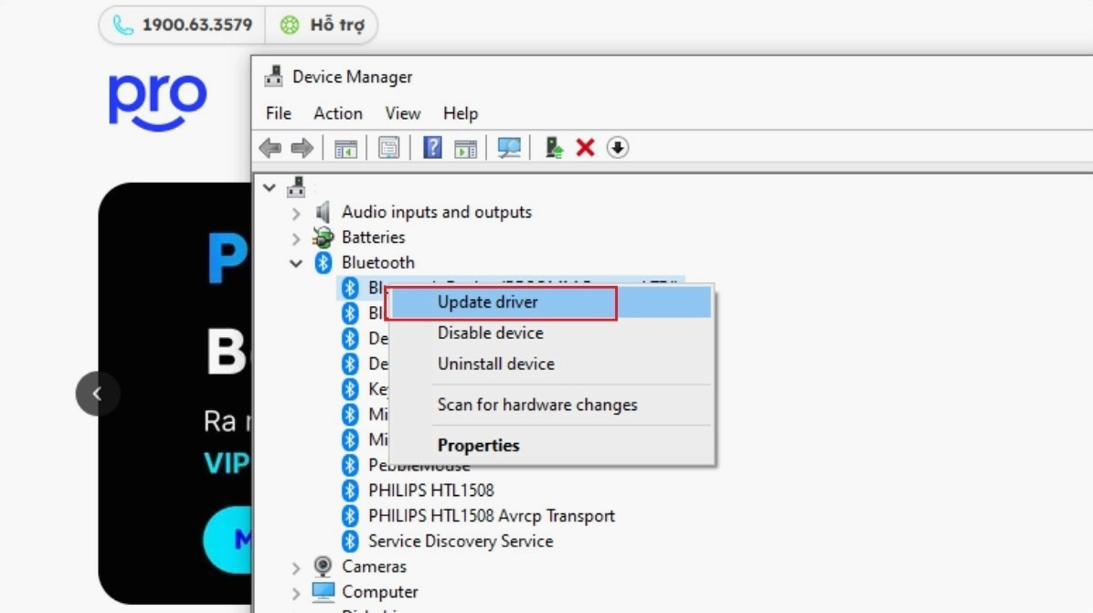 Hướng dẫn chi tiết cách kết nối bluetooth laptop với loa nhanh chóng và hiệu quả 18 Nhấp chuột phải vào driver và chọn Update driver/Uninstall device