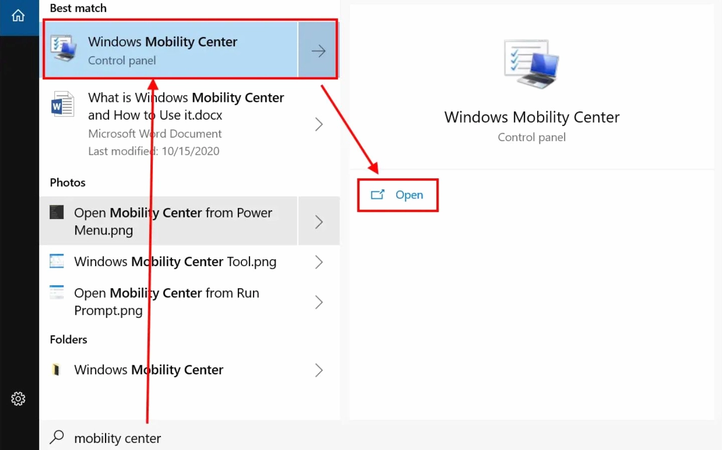 Nhấp chuột phải vào Start và chọn mục Windows Mobility Center từ danh sách hiện ra
