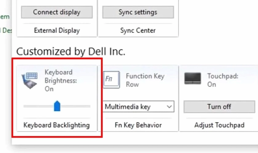 Nhấp chuột vào biểu tượng Keyboard Backlighting để tùy chỉnh