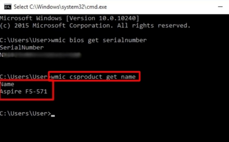 Hướng dẫn chi tiết cách kiểm tra model laptop nhanh chóng và chuẩn xác nhất 15 Nhập dòng lệnh wmic csproduct get name vào CMD và nhấn Enter để xuất thông tin