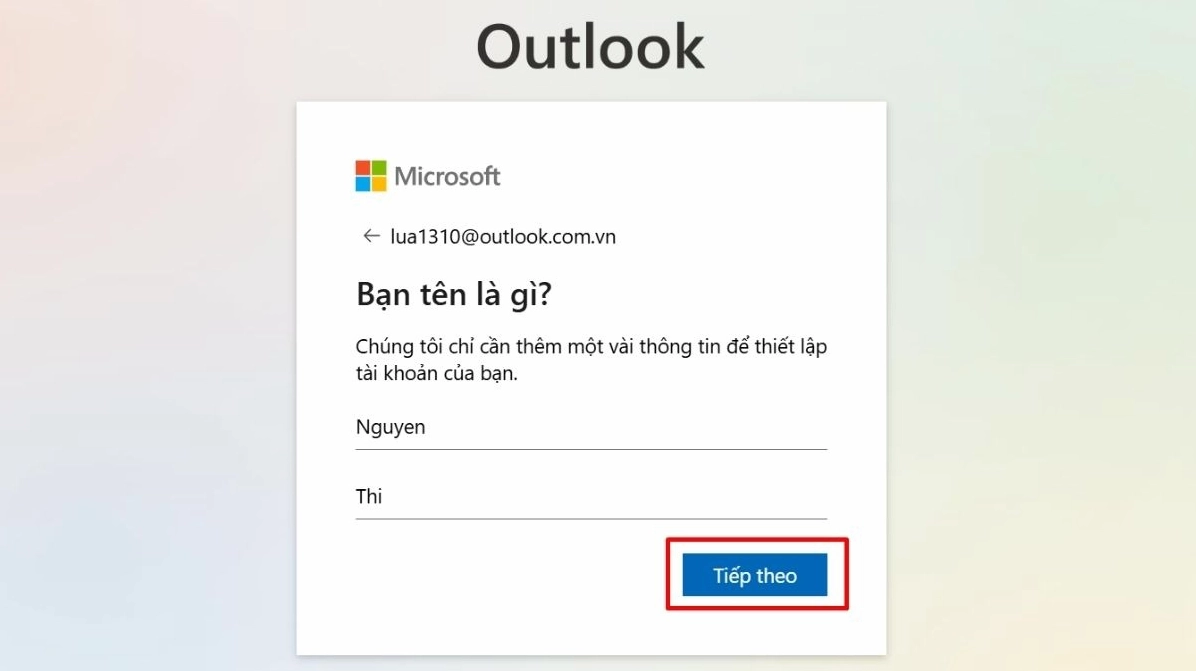 Hướng dẫn chi tiết cách tạo gmail trên laptop nhanh chóng và đơn giản nhất năm 2026 8 Nhập họ tên của bạn và nhấn Tiếp theo