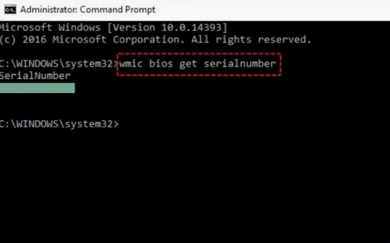 Hướng dẫn chi tiết cách kiểm tra model laptop nhanh chóng và chuẩn xác nhất 17 Nhập lệnh wmic bios get serialnumber vào cửa sổ dòng lệnh để lấy số seri của laptop
