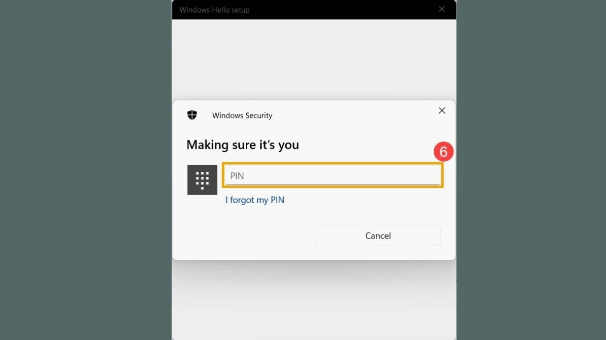 Nhập mã PIN bạn đã thiết lập cho Windows Hello