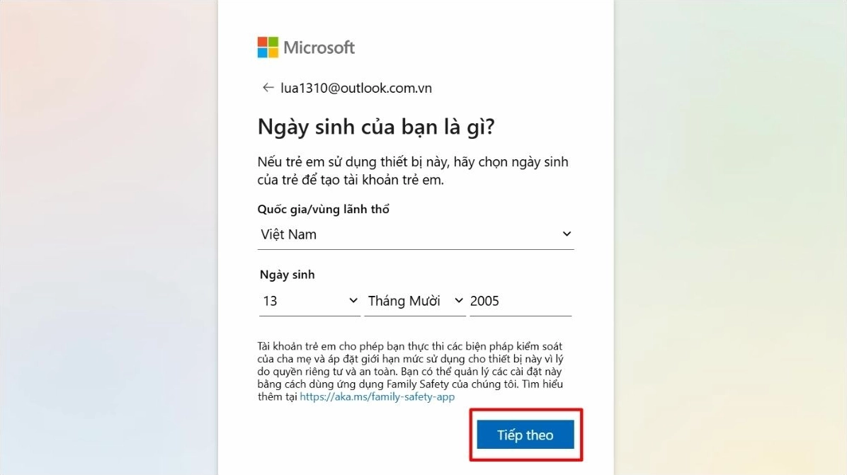 Hướng dẫn chi tiết cách tạo gmail trên laptop nhanh chóng và đơn giản nhất năm 2026 9 Nhập quốc gia, ngày tháng năm sinh