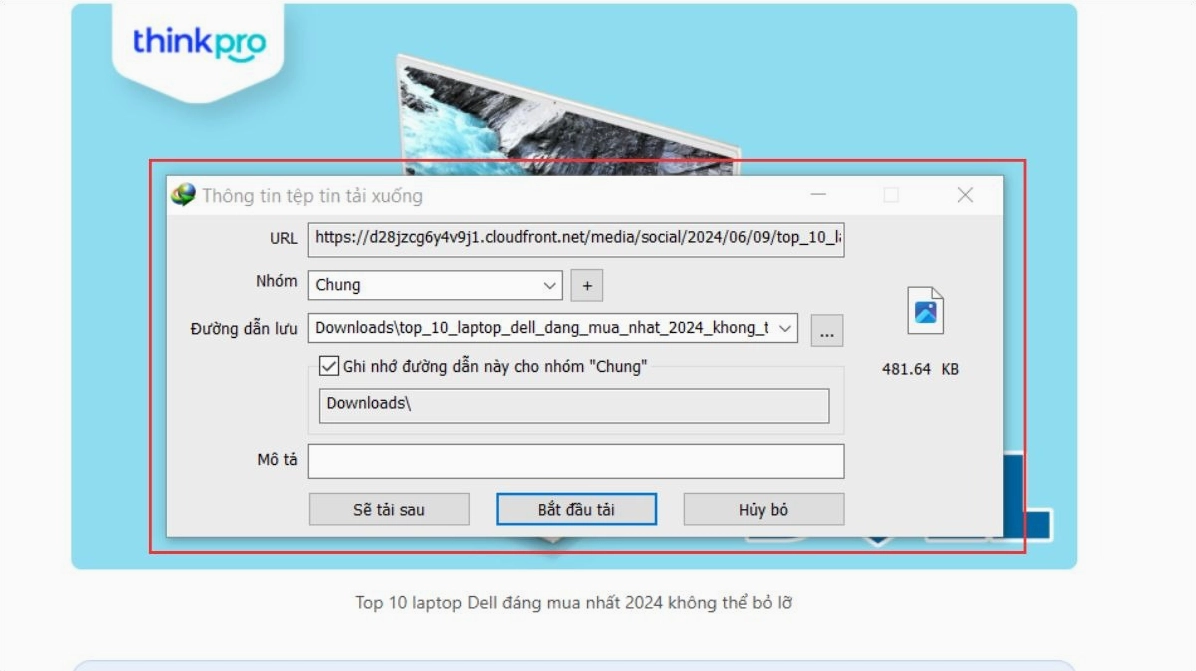 Nhấp Start Download