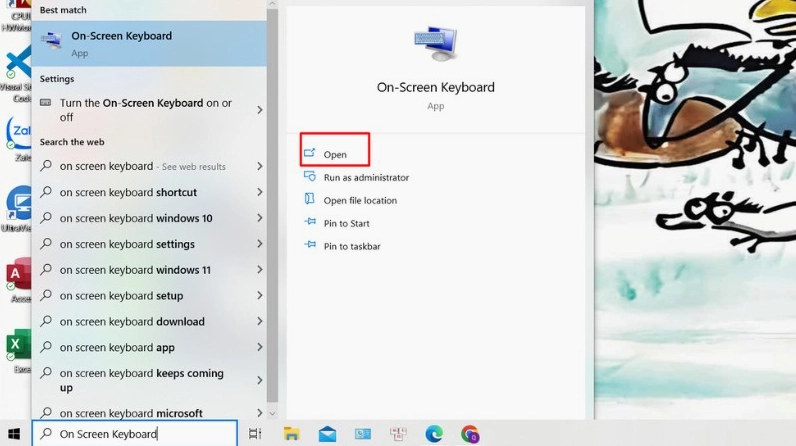 Hướng dẫn chi tiết cách bật bàn phím ảo trên laptop cực đơn giản 3 Nhập từ khóa On Screen Keyboard để tìm bàn phím ảo