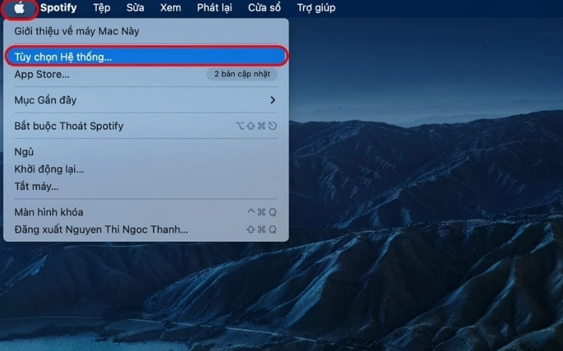 Nhấp vào biểu tượng Apple và chọn System Preferences