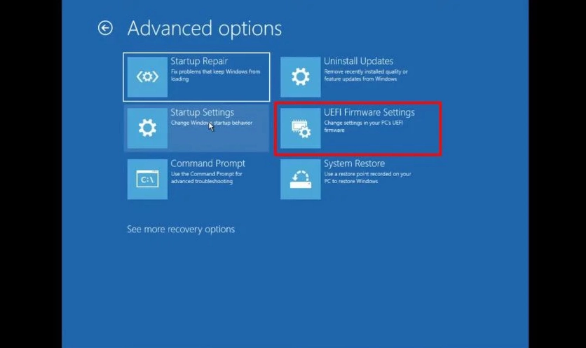 Hướng dẫn chi tiết cách cài đặt BIOS cho laptop Dell nhanh chóng 10 Nhấp vào UEFI Firmware Settings để máy tính khởi động vào BIOS