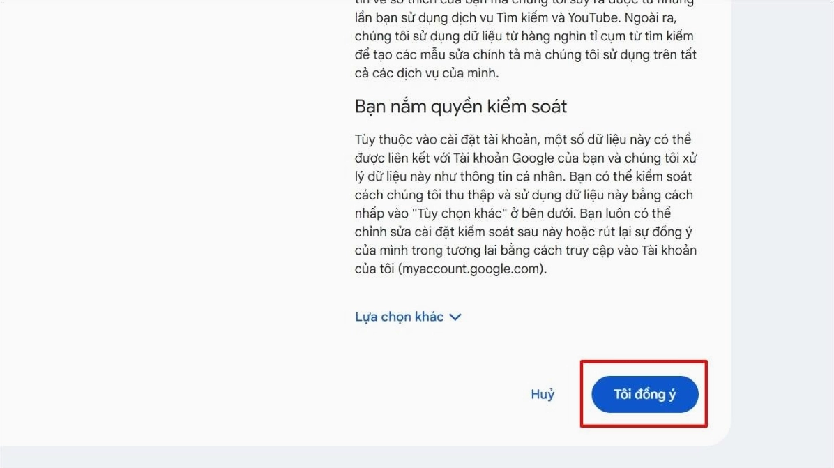 Nội dung điều khoản dịch vụ và chính sách bảo mật của Google