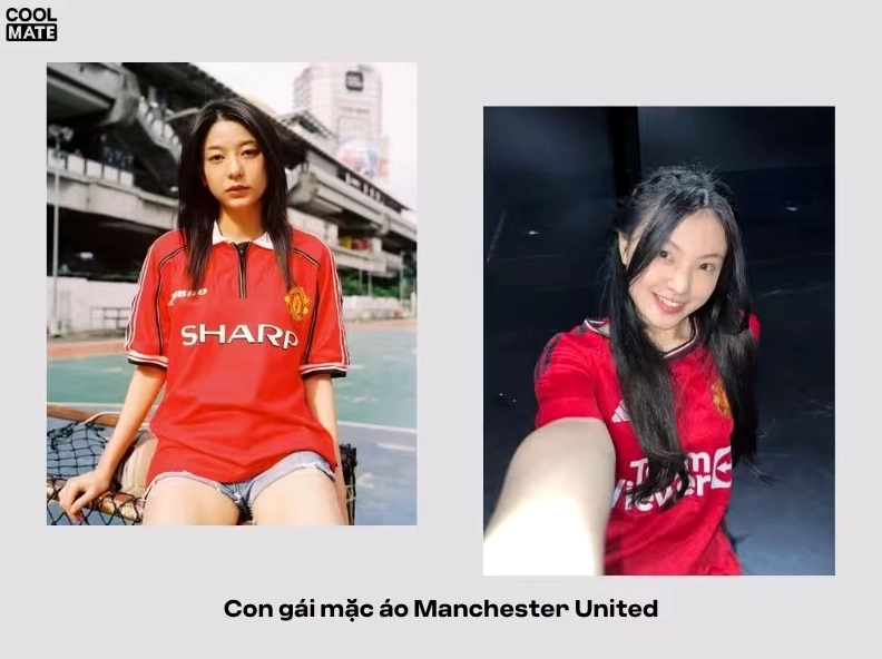 Nữ fan mu xinh đẹp mặc áo Manchester United ngầu lòi