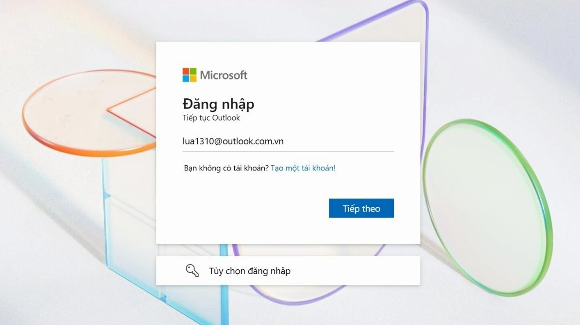 Nút chọn Đăng nhập sau khi hoàn thành tạo tài khoản