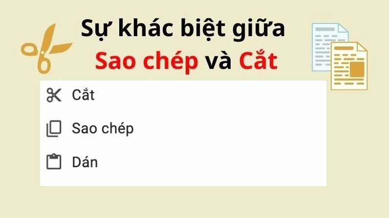 Phân biệt giữa sao chép và cắt trên máy tính