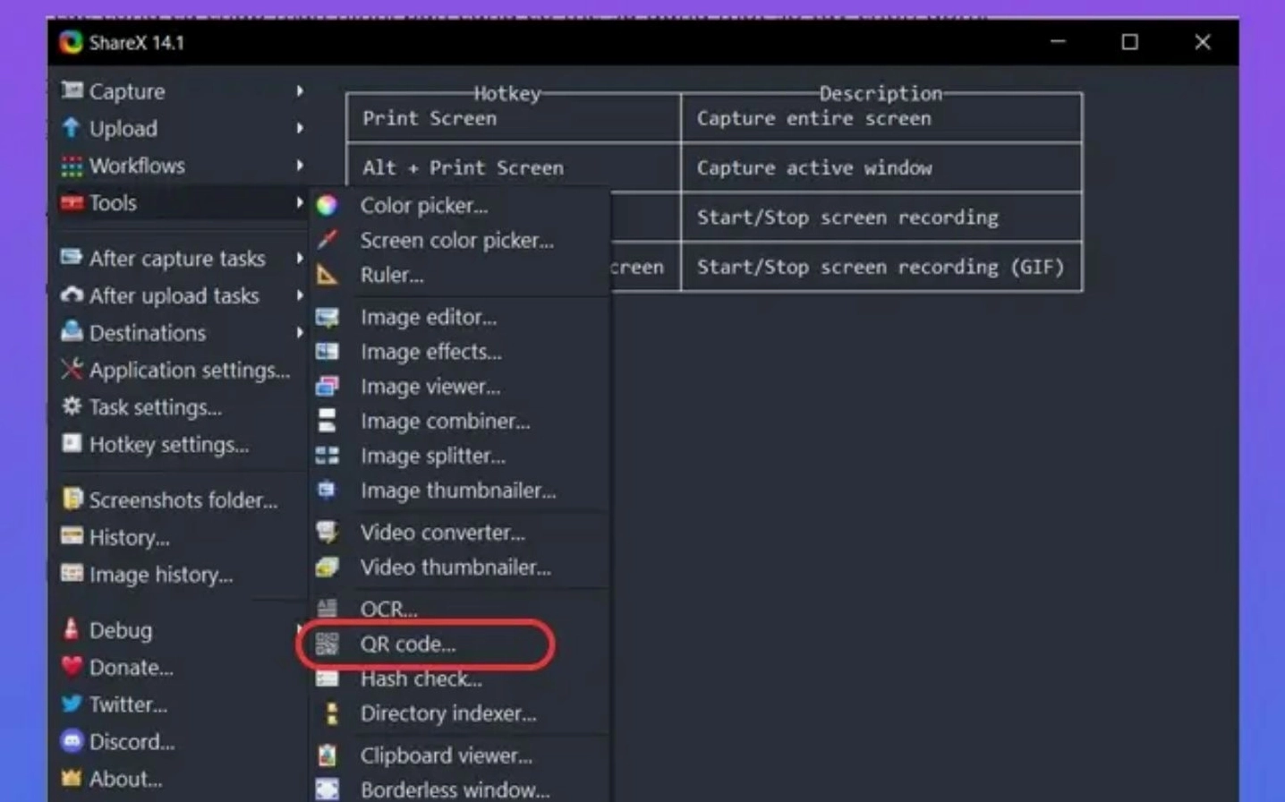 Phần mềm ShareX miễn phí hỗ trợ quét mã từ màn hình và ảnh lưu trữ