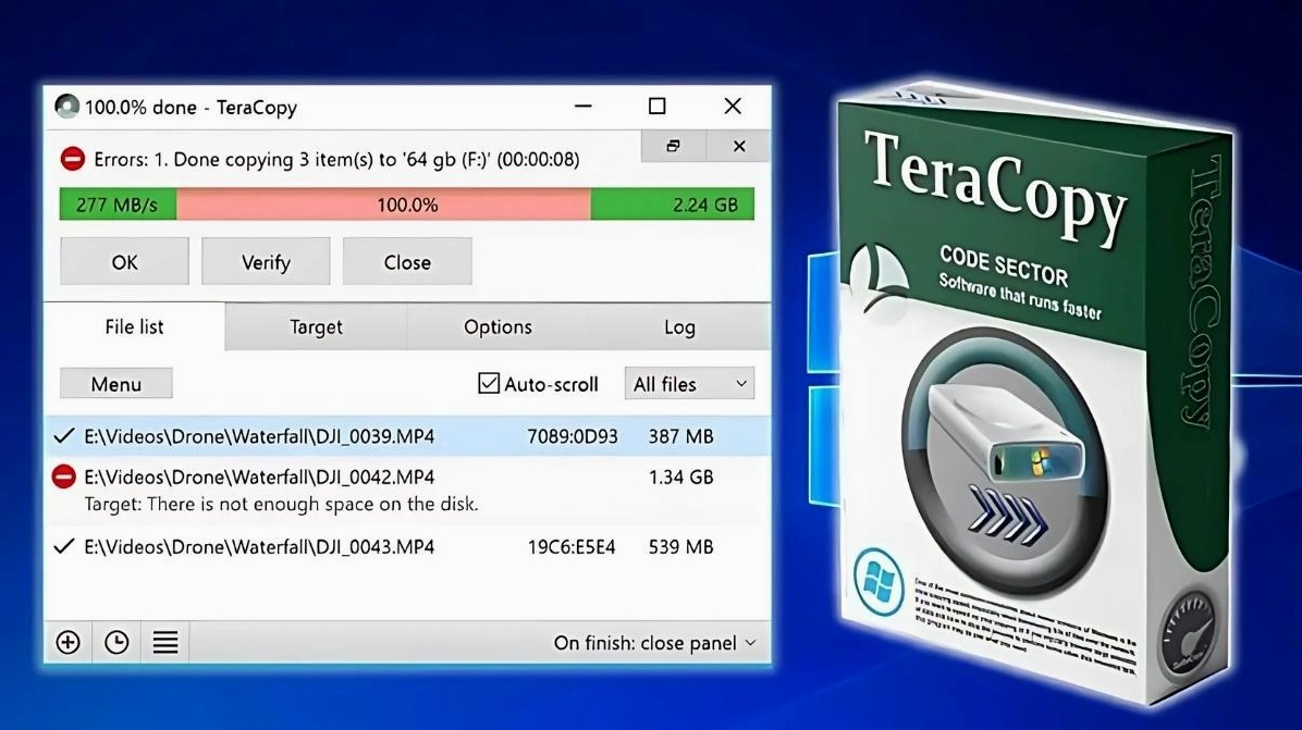 Phần mềm TeraCopy hỗ trợ tăng tốc độ sao chép các tệp tin có dung lượng lớn
