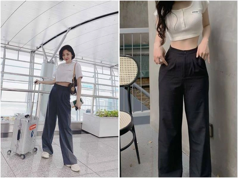 Bộ sưu tập hình ảnh gái xinh mặc áo croptop ngắn siêu quyến rũ 3 Phong cách dạo phố cực chất với áo croptop và quần ống rộng sành điệu