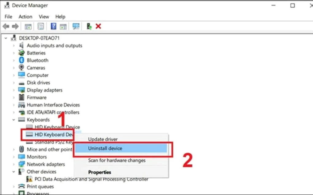 Quá trình cài đặt lại driver bàn phím laptop