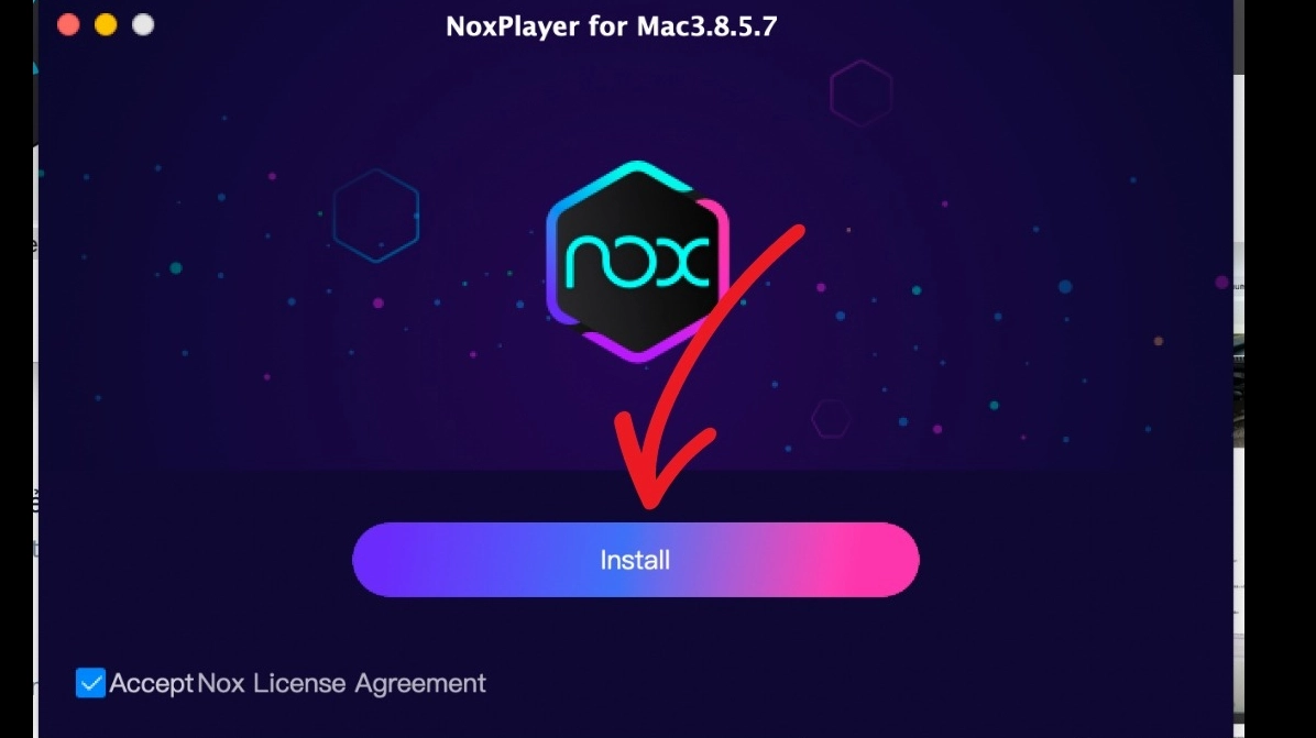 Quá trình cài đặt phần mềm giả lập với nút Install hiển thị rõ ràng