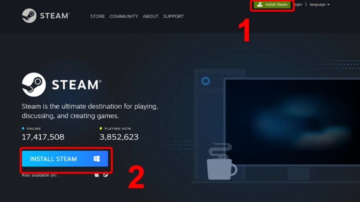 Quá trình cài đặt phần mềm Steam trên máy tính Windows