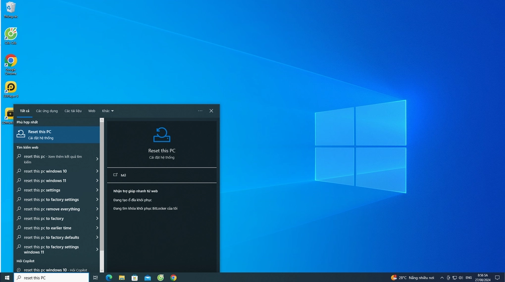 Quá trình tối ưu hóa lại hệ thống máy tính bằng cách khôi phục cài đặt gốc