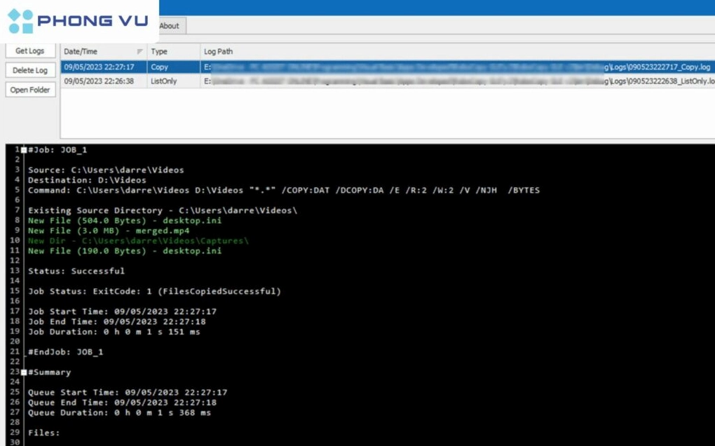 Sao chép trên máy tính bằng phần mềm Robocopy