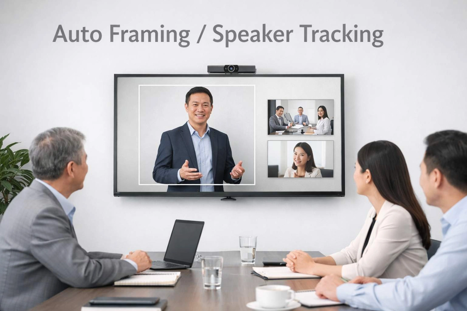 So sánh Auto framing và Speaker tracking trong doanh nghiệp