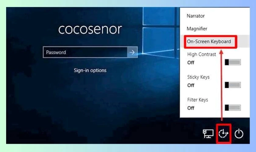 Sử dụng bàn phím ảo trên màn hình khóa